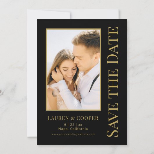 Save The Date Enregistrer La Date Black Gold Style Mariage moder (Devant)