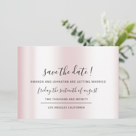 Save The Date Enregistrer La Date Black Minimalism Pink Pastel (Debout devant)