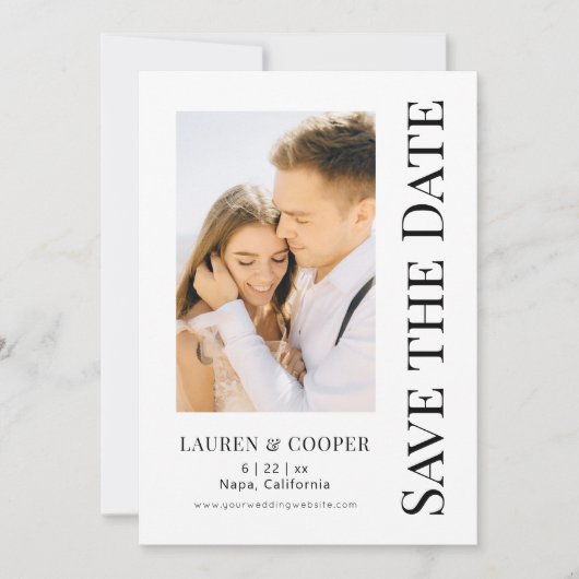 Save The Date Enregistrer La Date Blanc Noir Style Mariage moder (Devant)