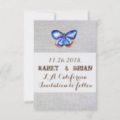 Save The Date Enregistrer la date Bleu papillon aquarelle (Dos)