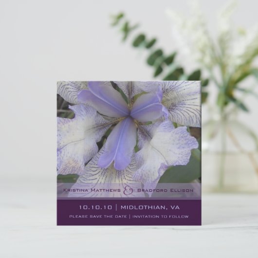 Save The Date Enregistrer la date Blue Iris 5x5 (Debout devant)