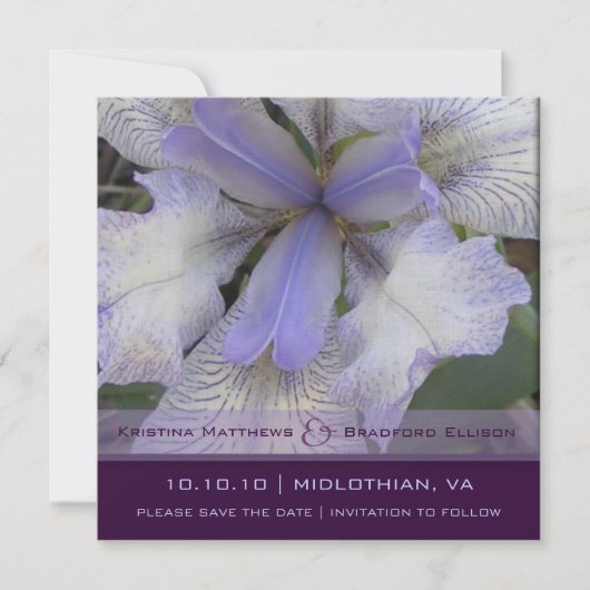 Save The Date Enregistrer la date Blue Iris 5x5 (Devant)