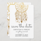 Save The Date Enregistrer la date Bohemian Dreamcatcher Faux or (Devant / Derrière)