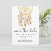 Save The Date Enregistrer la date Bohemian Dreamcatcher Faux or (Debout devant)