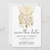 Save The Date Enregistrer la date Bohemian Dreamcatcher Faux or (Devant)