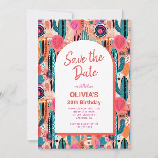 Save The Date Enregistrer La Date Boho Succulent Photo Anniversa (Devant)