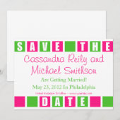 Save The Date Enregistrer La Date (Boîtes De Carré Rose Chaud /  (Devant / Derrière)