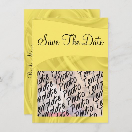 Save The Date "Enregistrer la date" Boucles sur Jaune (Devant / Derrière)