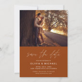 Save The Date Enregistrer la date Burnt Orange Mariage manuscrit (Dos)