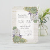 Save The Date Enregistrer la date Cactus Succulent Wooden Desert (Debout devant)