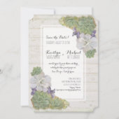 Save The Date Enregistrer la date Cactus Succulent Wooden Desert (Devant)