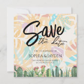 Save The Date Enregistrer La Date Cactus Tropical Palm Tree Dese (Devant)