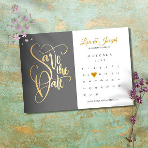 Save The Date Enregistrer la date Calendrier Gold Love Heart