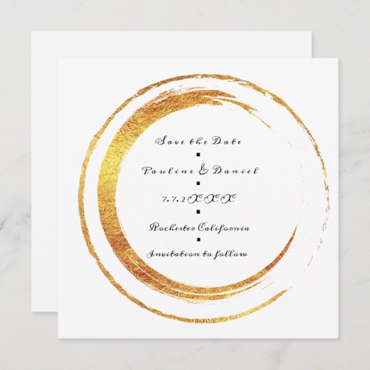 Save The Date Enregistrer La Date Cercles Noir Blanc Or (Devant / Derrière)