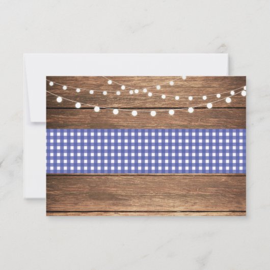 Save The Date Enregistrer La Date Chalk Wood Rustic Blue Check C (Dos)