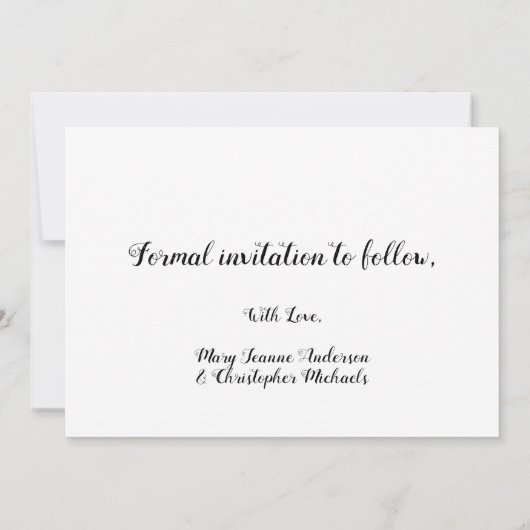 Save The Date Enregistrer La Date Chic Black Gold Script Wedding (Dos)