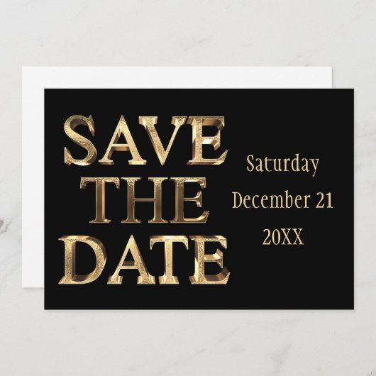 Save The Date Enregistrer La Date Chic Black Gold Script Wedding (Devant / Derrière)