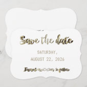 Save The Date Enregistrer La Date Chic Faux Gold Script Party (Devant / Derrière)