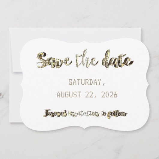 Save The Date Enregistrer La Date Chic Faux Gold Script Party (Devant)