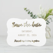 Save The Date Enregistrer La Date Chic Faux Gold Script Party (Debout devant)