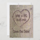 Save The Date Enregistrer la date, coeur sculpté dans l'arbre Fa (Devant)