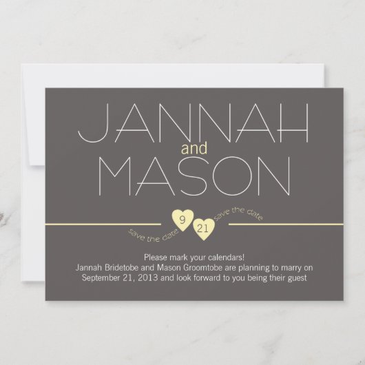 Save The Date Enregistrer la date Coeurs jaunes (Devant)