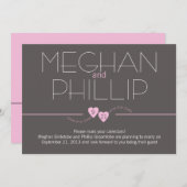 Save The Date Enregistrer la date Coeurs roses (Devant / Derrière)