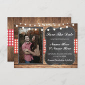 Save The Date Enregistrer la date craie bois rustique rouge à ca (Devant / Derrière)