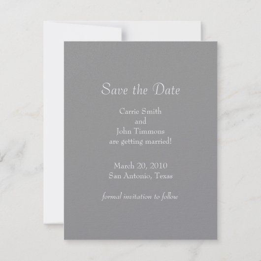 Save The Date Enregistrer la date Crystal Snow Flake Grey (Dos)