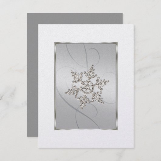 Save The Date Enregistrer la date Crystal Snow Flake Grey (Devant / Derrière)