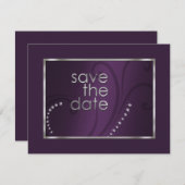 Save The Date Enregistrer la date Crystals Shimmer Eggplant Mono (Devant / Derrière)