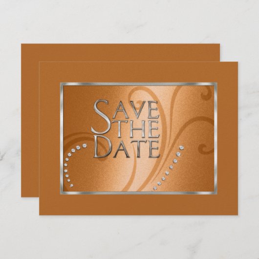 Save The Date Enregistrer la date Crystals Shimmer Orange Monoto (Devant / Derrière)