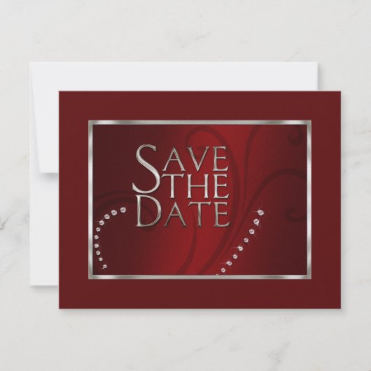 Save The Date Enregistrer la date Crystals Shimmer Red Monotone (Devant)