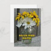 Save The Date Enregistrer La Date Daisies, Black Eyed Susans, Ba (Devant / Derrière)