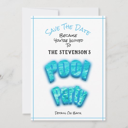 Save The Date Enregistrer la date de fête du pool Anniversaire I (Devant)