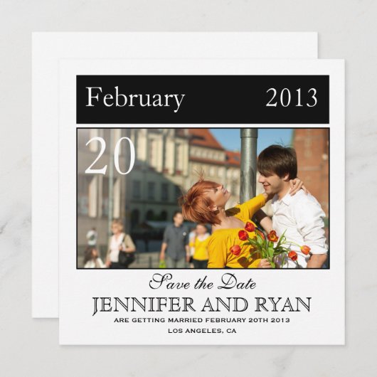 Save The Date Enregistrer la date de mariage photo noir classiqu (Devant / Derrière)