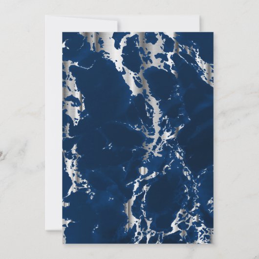 Save The Date Enregistrer la date Deep Blue and Silver Marble (Dos)