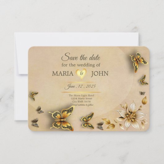 Save The Date Enregistrer la date d'origine des papillons (Devant)