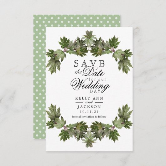 Save The Date Enregistrer la date - Échangeurs de feuilles verte (Devant / Derrière)