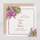 Save The Date Enregistrer la date Elegant Aquarelle rose Roses c (Devant / Derrière)