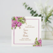 Save The Date Enregistrer la date Elegant Aquarelle rose Roses c (Debout devant)