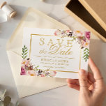 Save The Date Enregistrer la date Elegant Chic Rose Floral Gold<br><div class="desc">Enregistrer la date - Elégant Chic Rose Floral Cadre Or Carte Postale. (1) Vous pouvez CHANGER l'Arrière - plan blanc en N'IMPORTE QUELLE COULEUR vous voulez en cliquant sur le lien "customiser plus loin" et en définissant la couleur Arrière - plan. La couleur et la taille du texte sont également...</div>