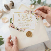 Save The Date Enregistrer la date Elegant Chic Rose Floral Gold 
