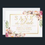 Save The Date Enregistrer la date Elegant Chic Rose Floral Gold<br><div class="desc">Enregistrer la date - Elégant Chic Rose Floral Cadre Or Carte Postale. (1) Vous pouvez CHANGER l'Arrière - plan blanc en N'IMPORTE QUELLE COULEUR vous voulez en cliquant sur le lien "customiser plus loin" et en définissant la couleur Arrière - plan. La couleur et la taille du texte sont également...</div>