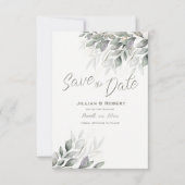 Save The Date Enregistrer la date Elegant Feuilles aquarelle (Devant)