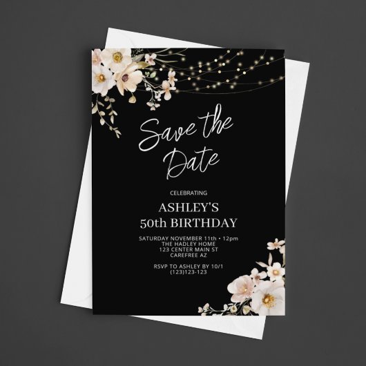 Save The Date Enregistrer la date Elegant Floral 50e Anniversair