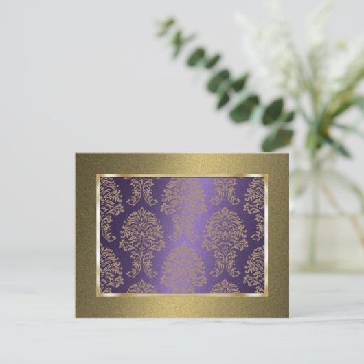 Save The Date Enregistrer la date Elegant Formal Damask Purple G (Debout devant)