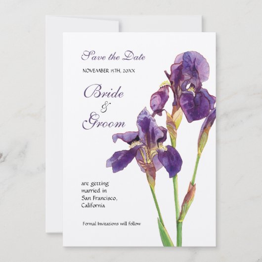 Save The Date Enregistrer la date - Elegant Iris Monogram Invita (Devant)