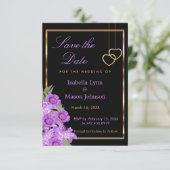 Save The Date Enregistrer la date - Elegant Purple Flower Mariag (Debout devant)