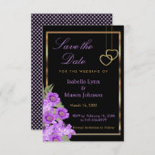 Save The Date Enregistrer la date - Elegant Purple Flower Mariag (Devant / Derrière)